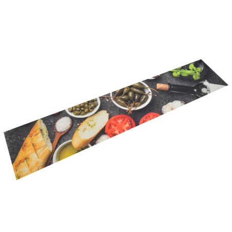 vidaXL Küchenteppich Waschbar Wein & Essen 60x300 cm Samt