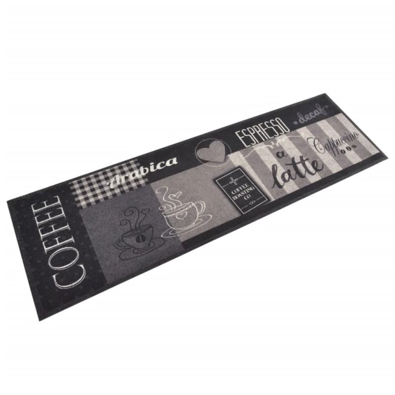 vidaXL Küchenteppich Waschbar Coffee Schwarz 45x150 cm Samt vidaXL Küchenteppich Waschbar Coffee Schwarz 45x150 cm Samt