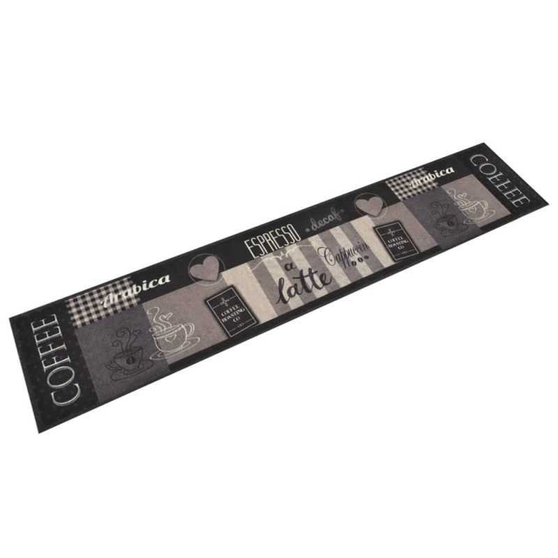 vidaXL Küchenteppich Waschbar Coffee Schwarz 60x300 cm Samt vidaXL Küchenteppich Waschbar Coffee Schwarz 60x300 cm Samt