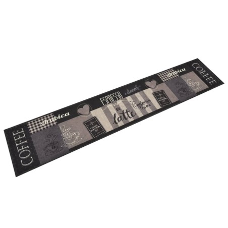 vidaXL Küchenteppich Waschbar Coffee Schwarz 60x300 cm Samt