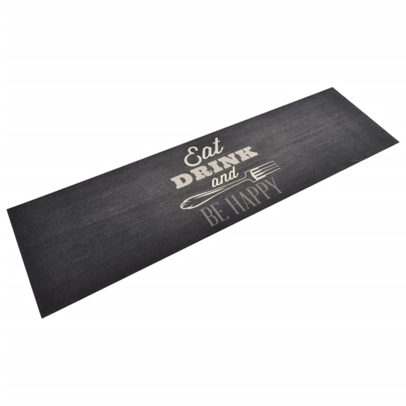 vidaXL Küchenteppich Waschbar Küche Schwarz 45x150 cm Samt vidaXL Küchenteppich Waschbar Küche Schwarz 45x150 cm Samt