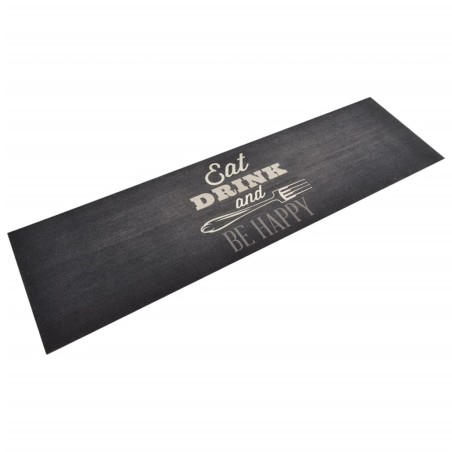 vidaXL Küchenteppich Waschbar Küche Schwarz 45x150 cm Samt