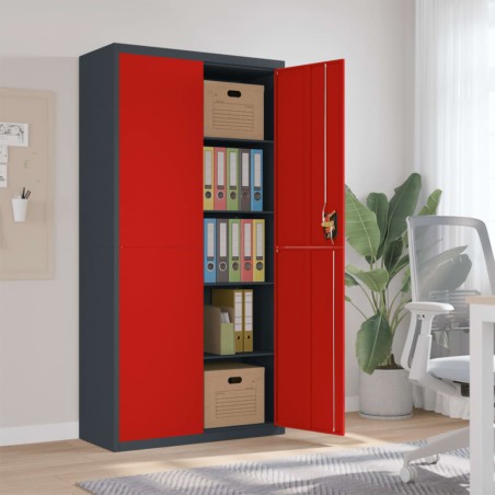 vidaXL Aktenschrank Anthrazit und Rot 90x40x180 cm Stahl