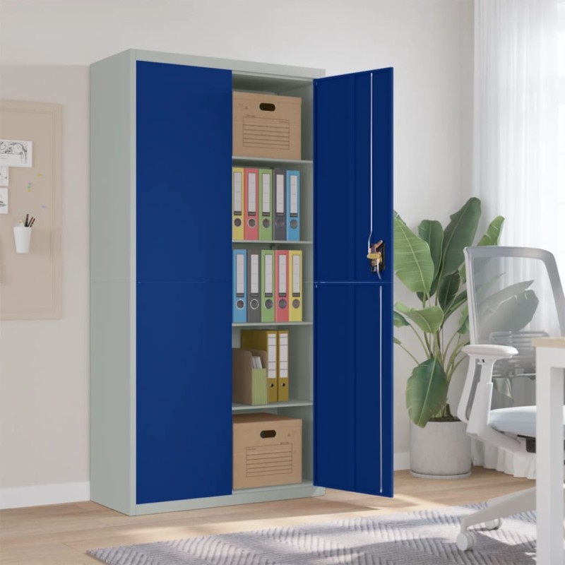 vidaXL Aktenschrank Hellgrau und Blau 90x40x180 cm Stahl vidaXL Aktenschrank Hellgrau und Blau 90x40x180 cm Stahl
