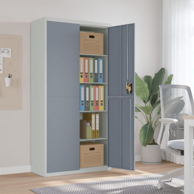 vidaXL Aktenschrank Hellgrau und Dunkelgrau 90x40x180 cm Stahl vidaXL Aktenschrank Hellgrau und Dunkelgrau 90x40x180 cm Stahl