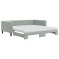 vidaXL Tagesbett Ausziehbar mit Matratzen Hellgrau 100x200 cm Samt vidaXL Tagesbett Ausziehbar mit Matratzen Hellgrau 100x200 cm Samt