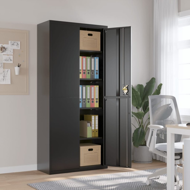 vidaXL Aktenschrank Schwarz 90x40x200 cm Stahl vidaXL Aktenschrank Schwarz 90x40x200 cm Stahl