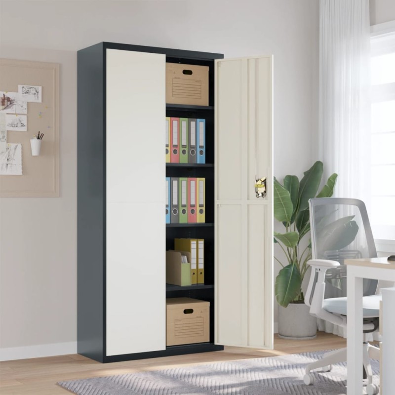 vidaXL Aktenschrank Anthrazit und Weiß 90x40x200 cm Stahl vidaXL Aktenschrank Anthrazit und Weiß 90x40x200 cm Stahl