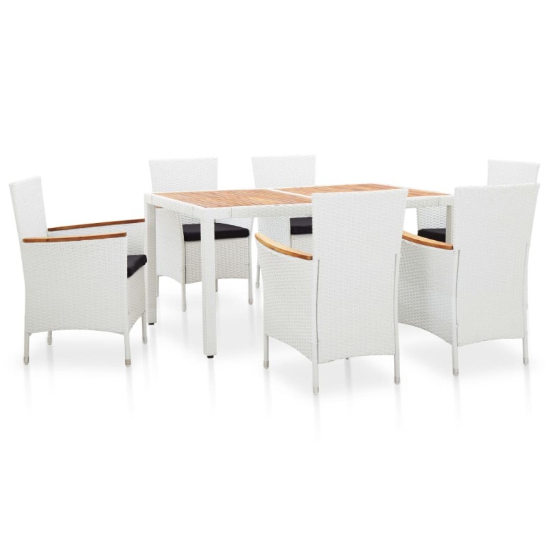 vidaXL 7-tlg. Garten-Essgruppe Poly Rattan Weiß vidaXL 7-tlg. Garten-Essgruppe Poly Rattan Weiß