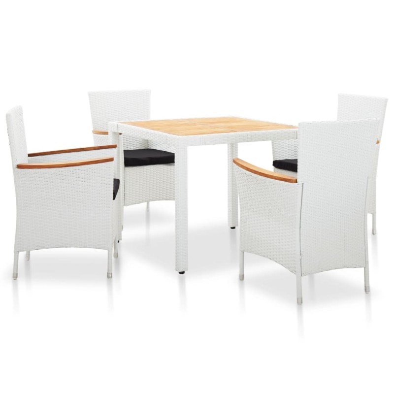 vidaXL 5-tlg. Garten-Essgruppe Poly Rattan Weiß vidaXL 5-tlg. Garten-Essgruppe Poly Rattan Weiß