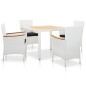 vidaXL 5-tlg. Garten-Essgruppe Poly Rattan Weiß vidaXL 5-tlg. Garten-Essgruppe Poly Rattan Weiß