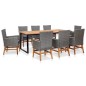 vidaXL 9-tlg. Garten-Essgruppe Poly Rattan und Akazienholz Grau vidaXL 9-tlg. Garten-Essgruppe Poly Rattan und Akazienholz Grau