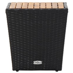 vidaXL Beistelltisch Schwarz 41,5×41,5×43 cm Poly Rattan & Massivholz