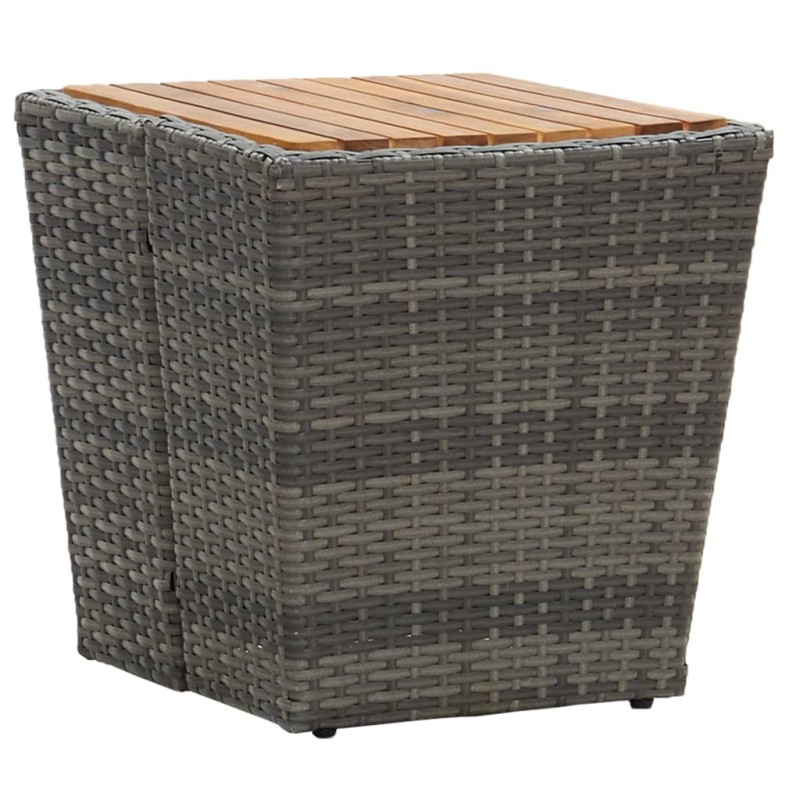 vidaXL Beistelltisch Grau 41,5×41,5×43 cm Poly Rattan & Massivholz vidaXL Beistelltisch Grau 41,5×41,5×43 cm Poly Rattan & Massivholz