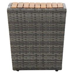 vidaXL Beistelltisch Grau 41,5×41,5×43 cm Poly Rattan & Massivholz
