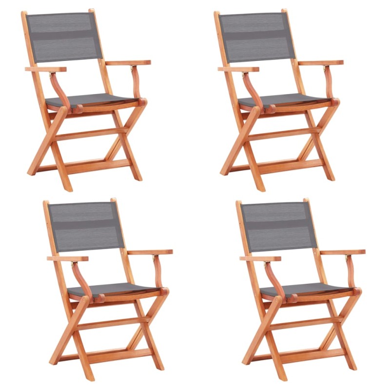 vidaXL Klappbare Gartenstühle 4 Stk. Grau Eukalyptus Massivholz vidaXL Klappbare Gartenstühle 4 Stk. Grau Eukalyptus Massivholz