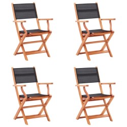 vidaXL Klappbare Gartenstühle 4 Stk. Schwarz Eukalyptus Massivholz
