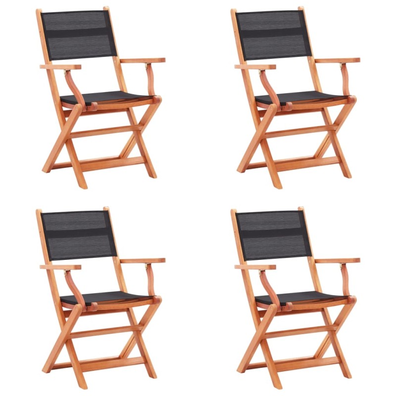 vidaXL Klappbare Gartenstühle 4 Stk. Schwarz Eukalyptus Massivholz vidaXL Klappbare Gartenstühle 4 Stk. Schwarz Eukalyptus Massivholz
