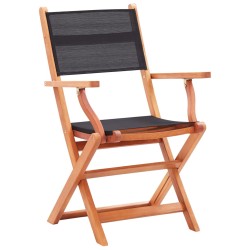 vidaXL Klappbare Gartenstühle 4 Stk. Schwarz Eukalyptus Massivholz