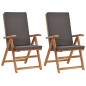 vidaXL Garten-Liegestühle 2 Stk. mit Auflagen Massivholz Teak Grau vidaXL Garten-Liegestühle 2 Stk. mit Auflagen Massivholz Teak Grau