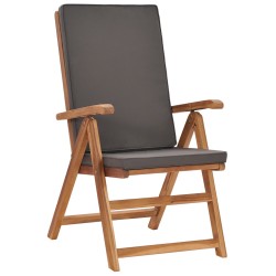 vidaXL Garten-Liegestühle 2 Stk. mit Auflagen Massivholz Teak Grau