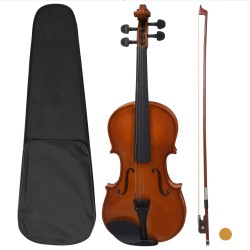 vidaXL Violine Komplettset mit Bogen und Kinnstütze Dunkles Holz 4/4