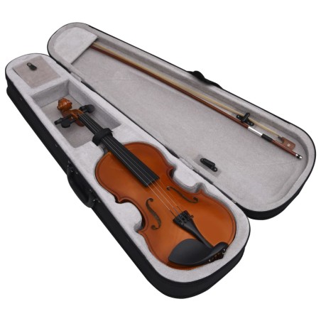 vidaXL Violine Komplettset mit Bogen und Kinnstütze Dunkles Holz 4/4