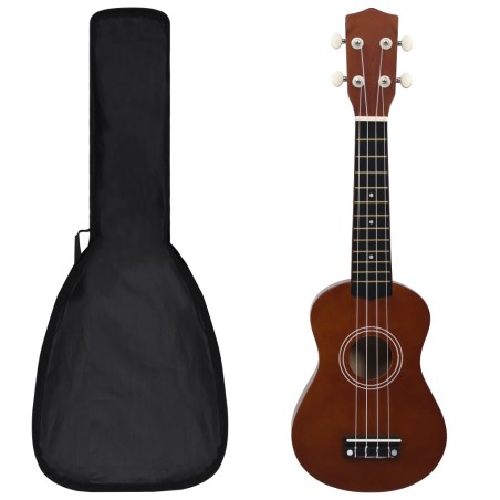 vidaXL Sopran-Ukulele-Set mit Tasche für Kinder Dunkles Holz 21"    