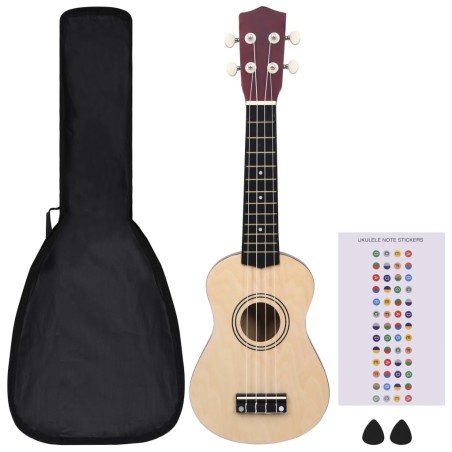 vidaXL Sopran Ukulele Set für Kinder mit Tasche Dunkles Holz 21"    
