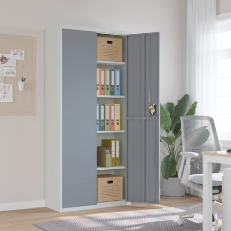 vidaXL Aktenschrank Hellgrau und Dunkelgrau 90x40x200 cm Stahl