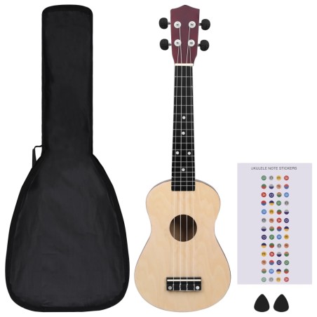 vidaXL Sopran-Ukulele-Set mit Tasche für Kinder Helles Holz 23"