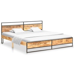 vidaXL Massivholzbett Raues Mangoholz 200x200 cm