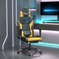 Gaming-Stuhl mit Massage & Fußstütze Schwarz Golden Kunstleder Gaming-Stuhl mit Massage & Fußstütze Schwarz Golden Kunstleder