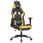 Gaming-Stuhl mit Massage & Fußstütze Schwarz Golden Kunstleder Gaming-Stuhl mit Massage & Fußstütze Schwarz Golden Kunstleder