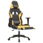 Gaming-Stuhl mit Massage & Fußstütze Schwarz Golden Kunstleder Gaming-Stuhl mit Massage & Fußstütze Schwarz Golden Kunstleder