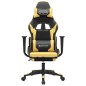 Gaming-Stuhl mit Massage & Fußstütze Schwarz Golden Kunstleder Gaming-Stuhl mit Massage & Fußstütze Schwarz Golden Kunstleder