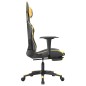 Gaming-Stuhl mit Massage & Fußstütze Schwarz Golden Kunstleder Gaming-Stuhl mit Massage & Fußstütze Schwarz Golden Kunstleder