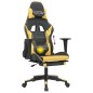 Gaming-Stuhl mit Massage & Fußstütze Schwarz Golden Kunstleder Gaming-Stuhl mit Massage & Fußstütze Schwarz Golden Kunstleder