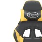 Gaming-Stuhl mit Massage & Fußstütze Schwarz Golden Kunstleder Gaming-Stuhl mit Massage & Fußstütze Schwarz Golden Kunstleder