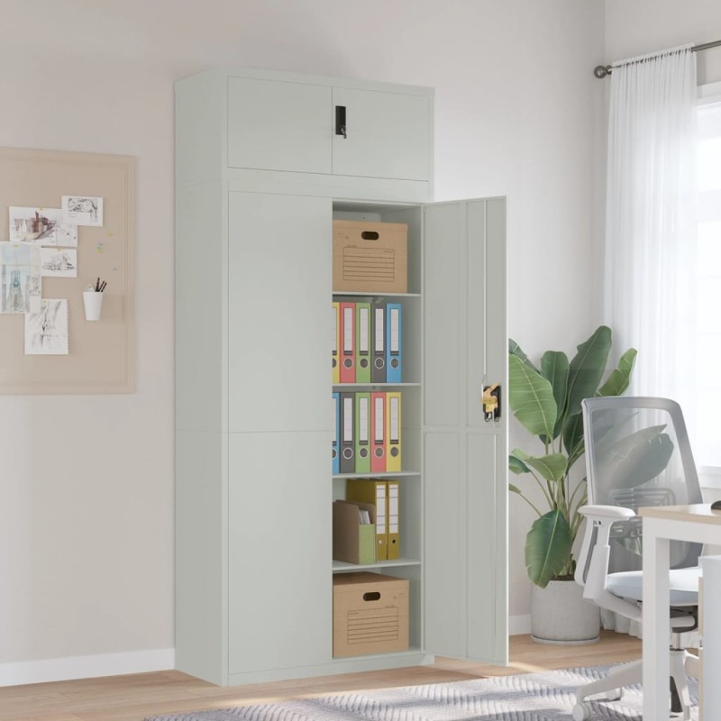 vidaXL Aktenschrank Hellgrau 90x40x220 cm Stahl vidaXL Aktenschrank Hellgrau 90x40x220 cm Stahl
