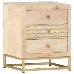 vidaXL Nachttisch Golden 40 x 30 x 50 cm Mango Massivholz