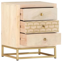 vidaXL Nachttisch Golden 40 x 30 x 50 cm Mango Massivholz