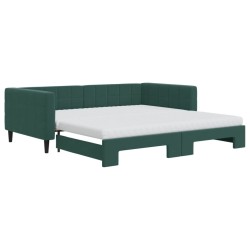 vidaXL Tagesbett Ausziehbar mit Matratzen Dunkelgrün 100x200 cm Samt