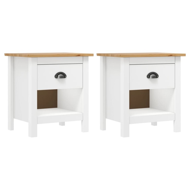 vidaXL Nachttische 2 Stk. Hill 46x35x49,5 cm Massivholz Kiefer vidaXL Nachttische 2 Stk. Hill 46x35x49,5 cm Massivholz Kiefer
