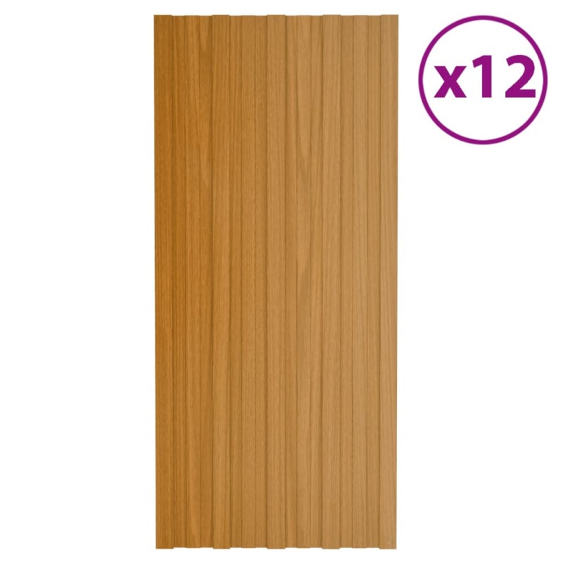 vidaXL Dachpaneele 12 Stk. Verzinkter Stahl Holzoptik Hell 100x45 cm vidaXL Dachpaneele 12 Stk. Verzinkter Stahl Holzoptik Hell 100x45 cm