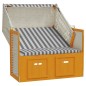 vidaXL Strandkorb mit Dach Poly Rattan & Massivholz Weiß & Grau vidaXL Strandkorb mit Dach Poly Rattan & Massivholz Weiß & Grau