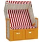 vidaXL Strandkorb mit Dach Poly Rattan und Massivholz Rot & Weiß vidaXL Strandkorb mit Dach Poly Rattan und Massivholz Rot & Weiß