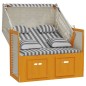 vidaXL Strandkorb mit Kissen Poly Rattan & Massivholz Weiß & Grau vidaXL Strandkorb mit Kissen Poly Rattan & Massivholz Weiß & Grau
