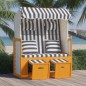 vidaXL Strandkorb mit Kissen Poly Rattan und Massivholz Weiß & Blau vidaXL Strandkorb mit Kissen Poly Rattan und Massivholz Weiß & Blau