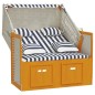 vidaXL Strandkorb mit Kissen Poly Rattan und Massivholz Weiß & Blau vidaXL Strandkorb mit Kissen Poly Rattan und Massivholz Weiß & Blau